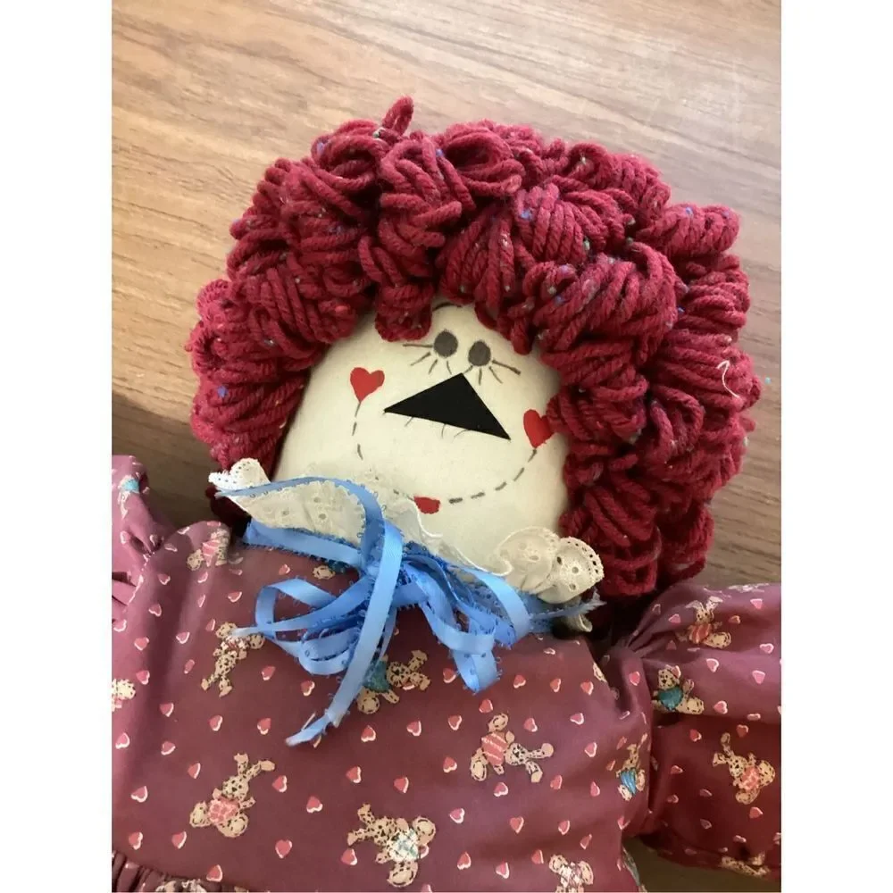 Vintage 30” Handcrafted Raggedy Ann Stuffed Doll